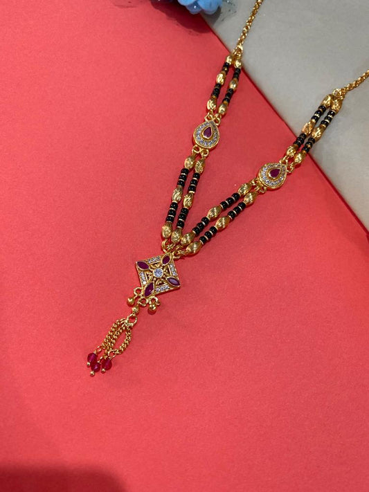 Designer High Gold Plated Ad Diamond Sqare Fancy Mangalsutra