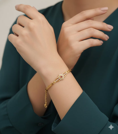 Stylish Gold Plated Ad Diamond Studded Fancy Forming Bracelet