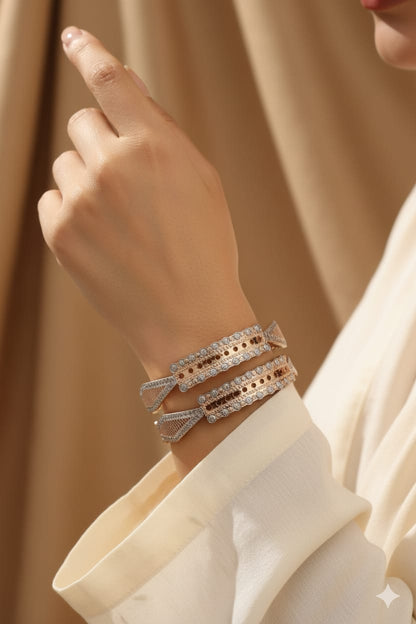 Two-Tone Gold Plated Fancy Daily Wear Bangle Set For Women