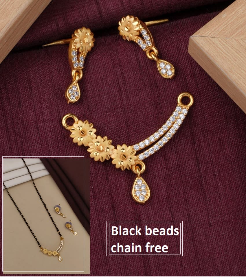 Elegant Floral Design Micro Gold Plated Ad Pendant Set