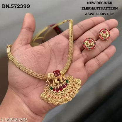 Micro Gold Plated Classic Designer Woman'S Necklace For Ethnic Wear Outfits