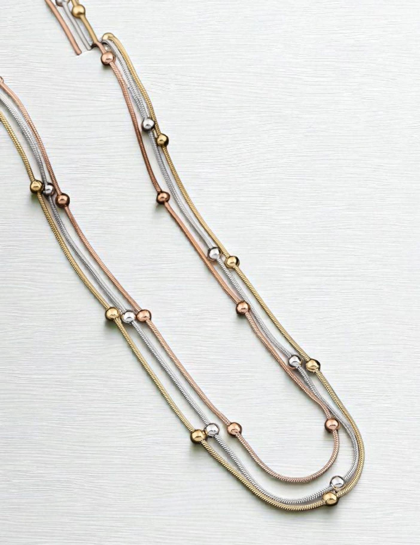 Micro Gold Plated Daily Wear 3 Tone Fancy Ball Chain For Women