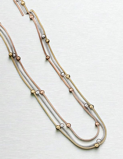 Micro Gold Plated Daily Wear 3 Tone Fancy Ball Chain For Women
