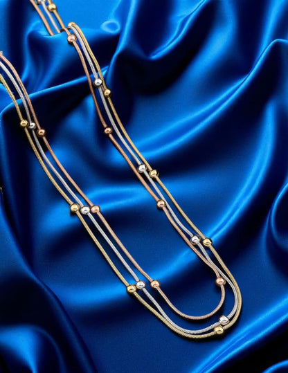 Micro Gold Plated Daily Wear 3 Tone Fancy Ball Chain For Women