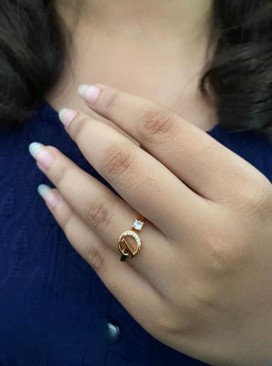American Diamond Adjustable Initial Letter Name Alphabet ( D ) ring for women