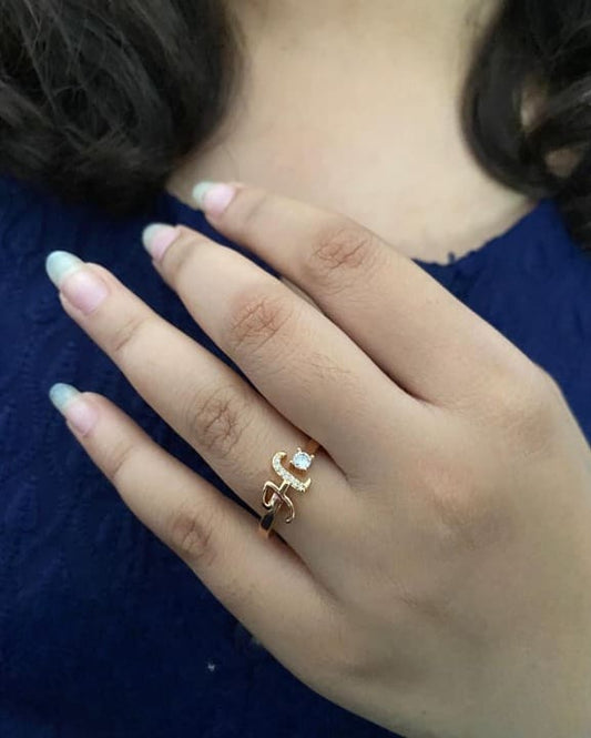 American Diamond Adjustable Initial Letter Name Alphabet ( H ) ring for women