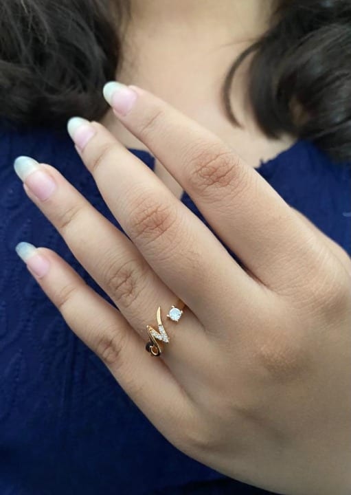 American Diamond Adjustable Initial Letter Name Alphabet ( N ) ring for women