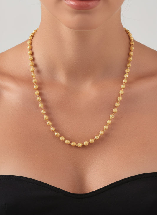 Classic Micro Gold Plated Elegant Beaded Necklace – Daily Wear Chain
