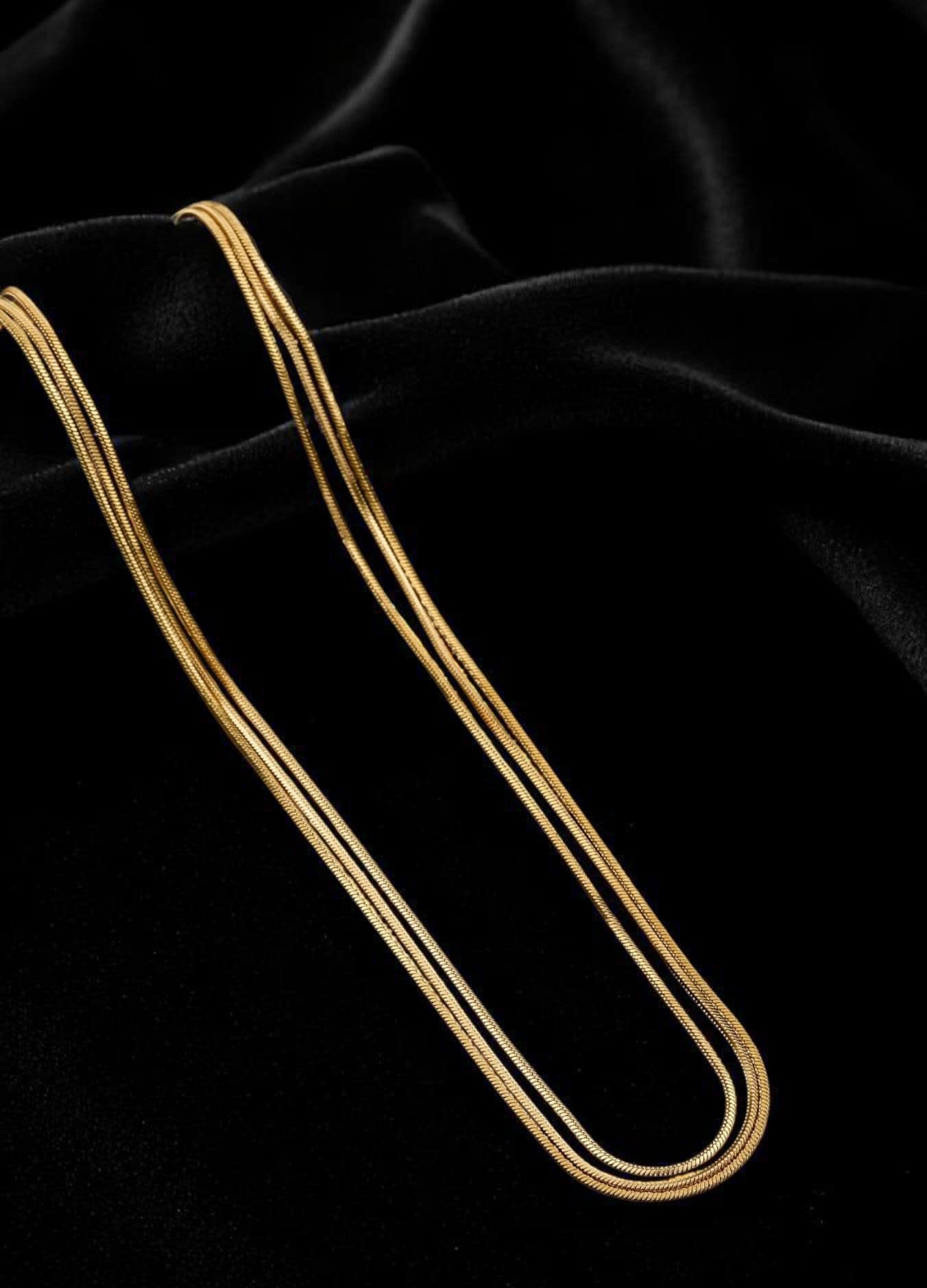 Micro Gold Plated Stainless Steel Fancy 3 Layer Chain