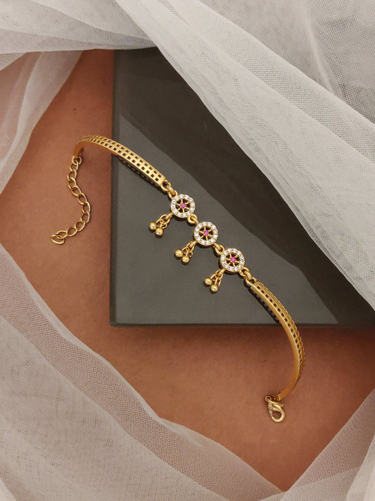 Stylish Gold Plated Ad Stone Studded Women’S Bracelet