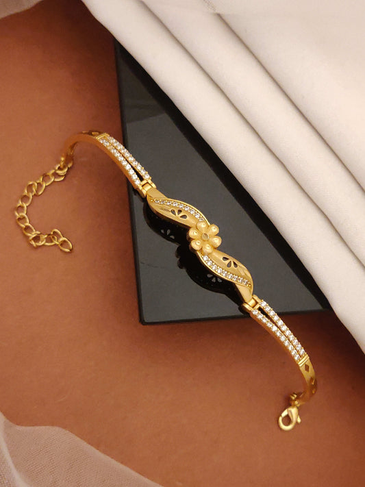 Gold Plated AD Diamond Studded Fancy Forming Bracelet