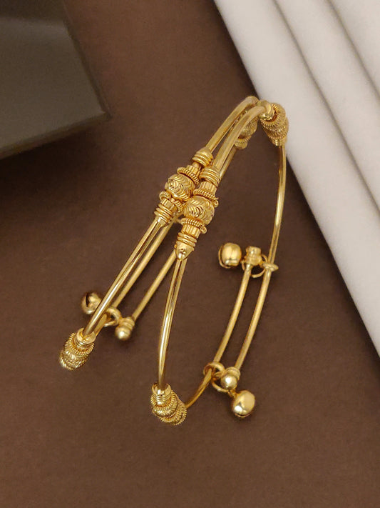 Elegant High Gold Plated Adjustable Kada Bangle Set For Women