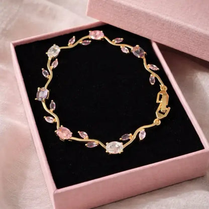 Tulip  Micro Gold Plated Multi-Color Crystal Wave Bracelet for Women | Premium Adjustable Fancy Bracelet
