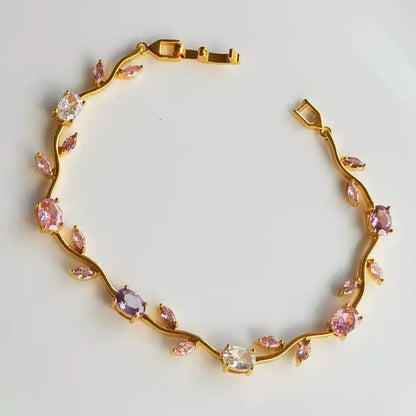 Tulip  Micro Gold Plated Multi-Color Crystal Wave Bracelet for Women | Premium Adjustable Fancy Bracelet