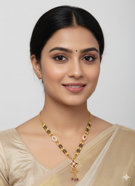 High Gold Plated Ad Diamond Studded Square Design Mangalsutra For Women