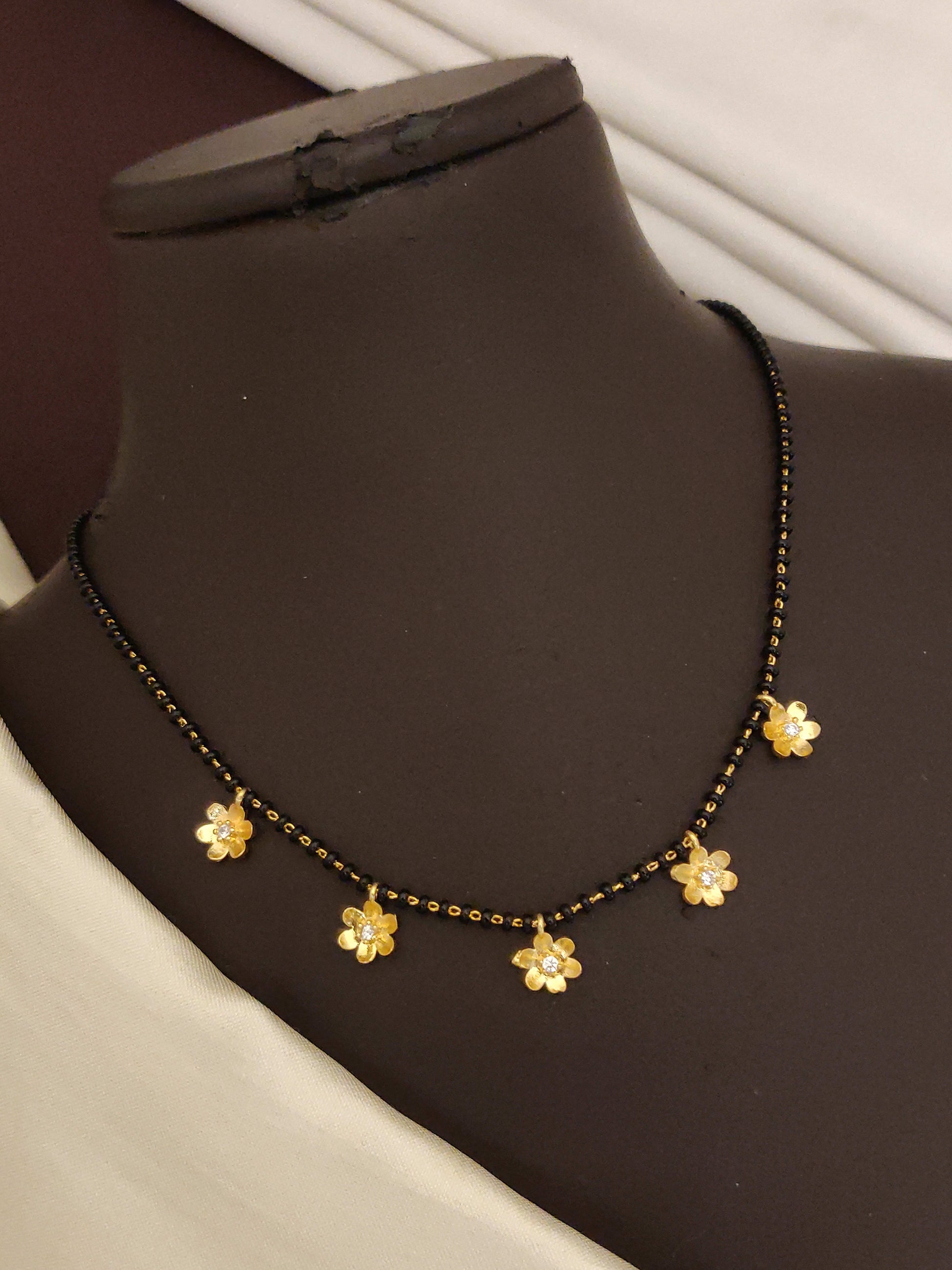 Elegant Gold Plated Floral AD Diamond Mangalsutra
