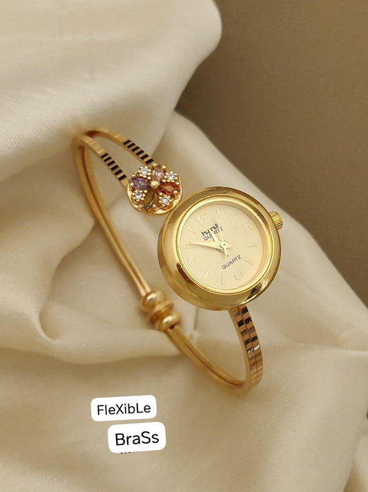 Stylish Gold-Tone Free Size Brass Women’S Watch Bracelet