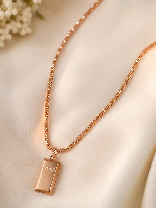 Elegant Rose Gold-Plated Gold Bar Pendant Chain