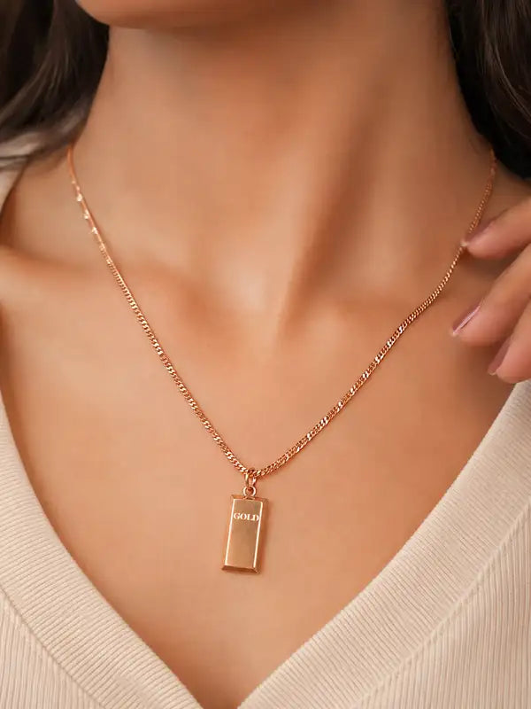 Elegant Rose Gold-Plated Gold Bar Pendant Chain