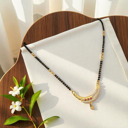 Designer Premium Quality High Gold Plated Ad Diamond Studded Fancy Mangalsutra For Women
