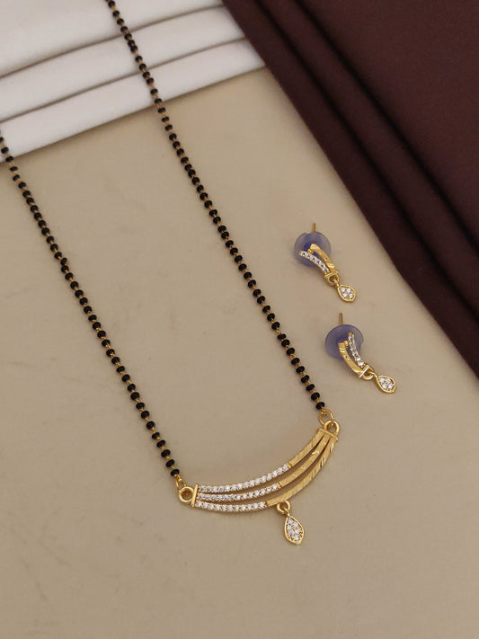 Forming ad diamond high gold plated 3line mangalsutra   3 months guarantee