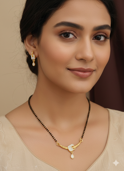 Forming ad diamond high gold plated mangalsutra   3 months guarantee.