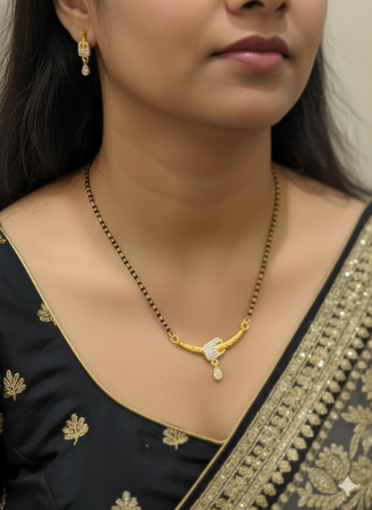 Forming ad diamond high gold plated mangalsutra   3 months guarantee.