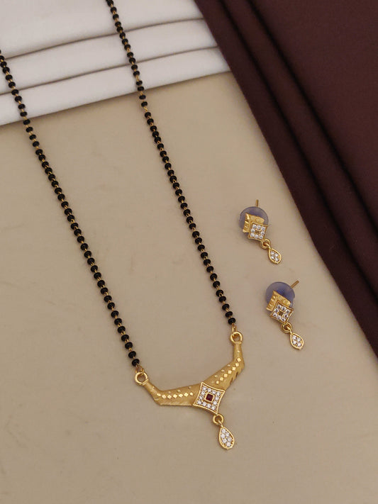 Forming ad diamond high gold plated square mangalsutra   3 months guarantee