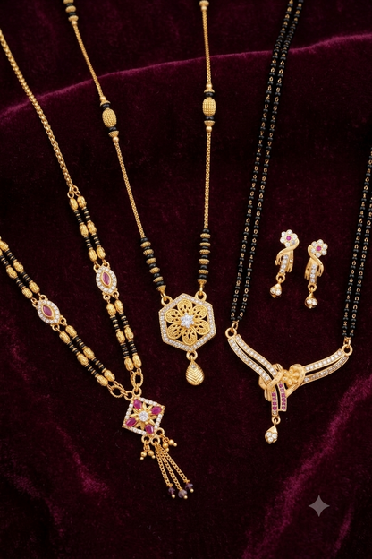 Royal Ruby Floral Mangalsutra Set with Matching Earrings