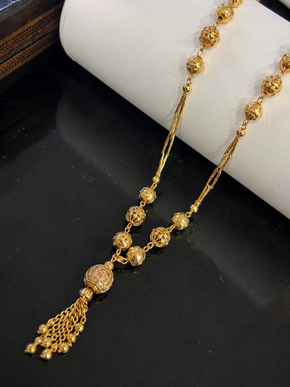 Gold-Plated Designer Long Beaded Tassel Necklace for Women