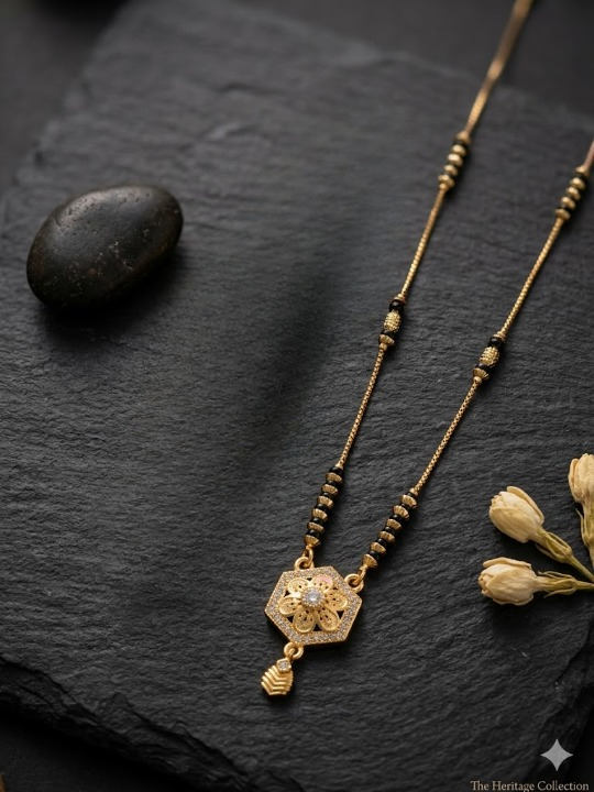 Gold Plated Diamond-Studded Floral & Chandbali Mangalsutra Combo for Women