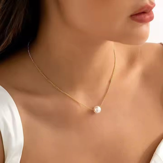 Gold plated fancy white peral chain