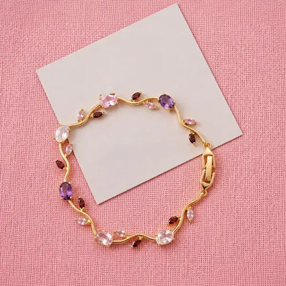 Tulip  Micro Gold Plated Multi-Color Crystal Wave Bracelet for Women | Premium Adjustable Fancy Bracelet