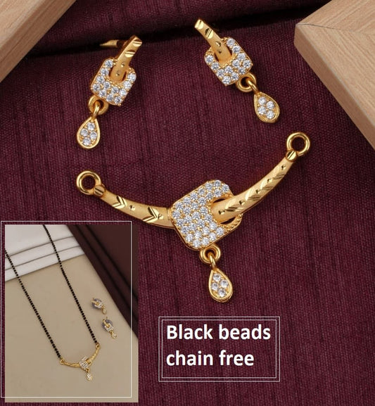 Elegant Floral Design Micro Gold Plated Ad Pendant Set