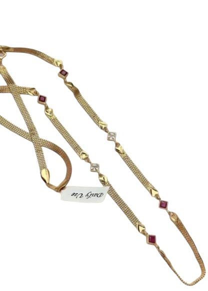 Designer High Gold Plated Ad Diamond Studued Fancy Long Chain