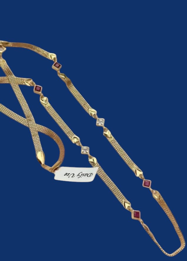 Designer High Gold Plated Ad Diamond Studued Fancy Long Chain