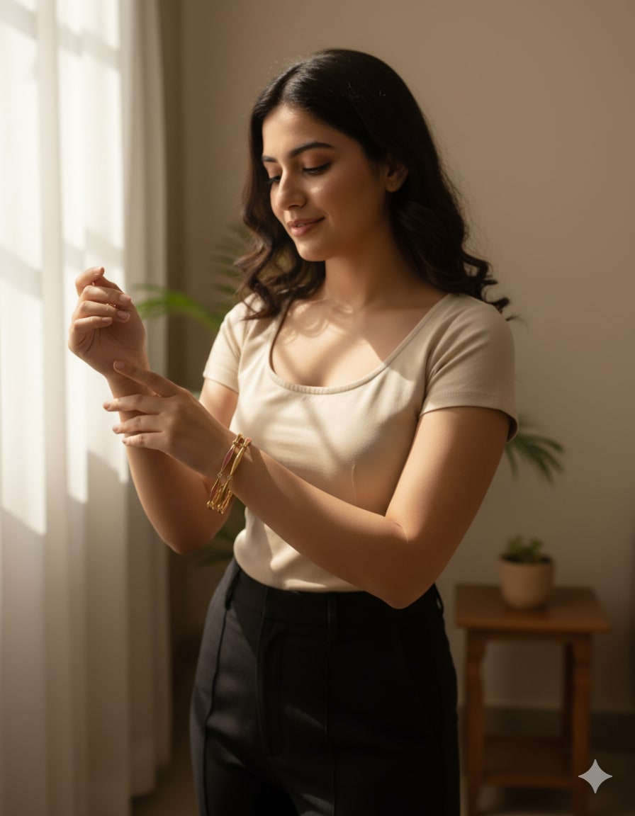 Micro Gold Plated Ad Diamond Studded Fancy 2-Piece Bangles For Women