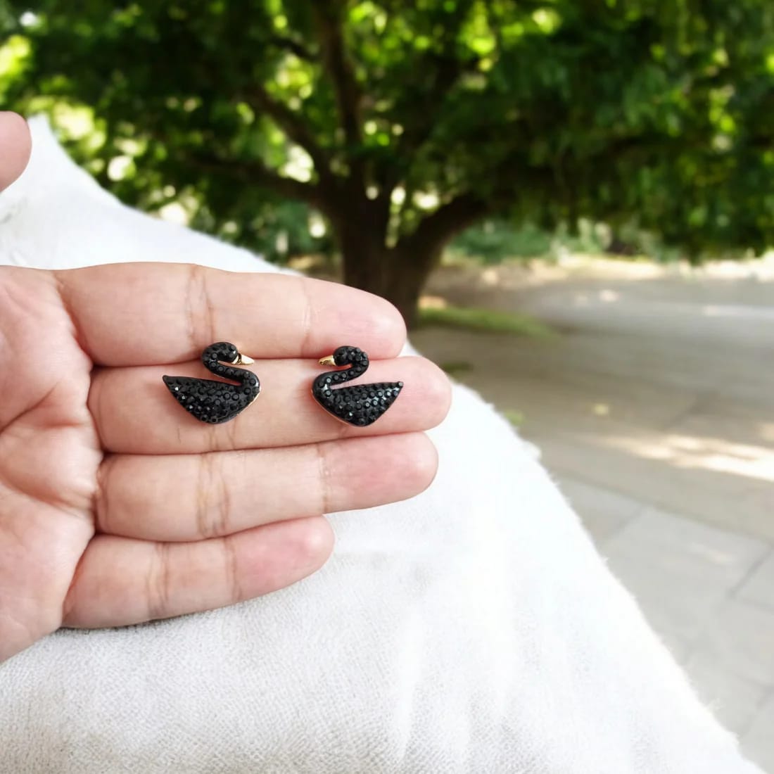 Iconic Swan Stud Rose Gold Earrings