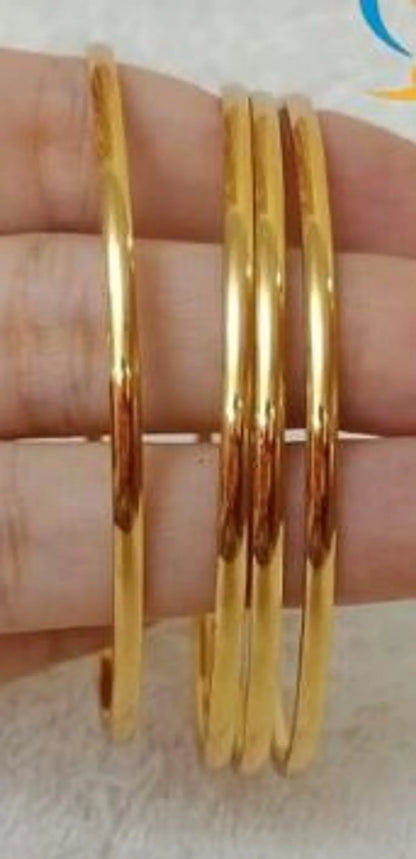 Casual Wear Micro Gold Plated 8 Pcs Palin Bangle For Girls And Women