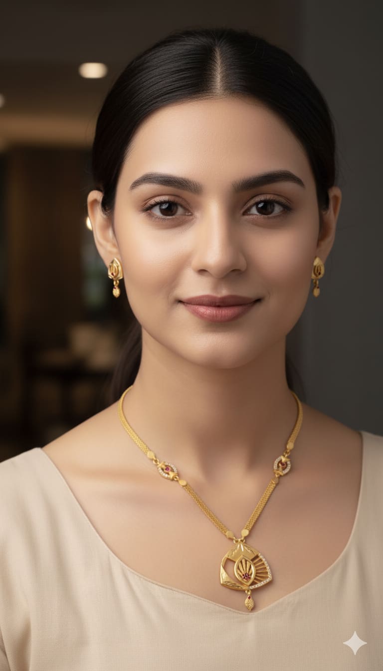 Micro Gold Plated Ad Diamond Studded Forming Pendant With Adjustable Kadli Combo