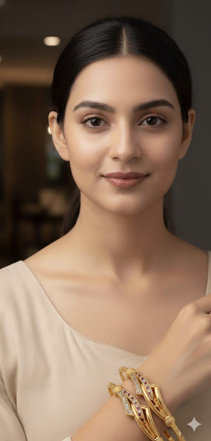 Micro Gold Plated Ad Diamond Studded Forming Pendant With Adjustable Kadli Combo