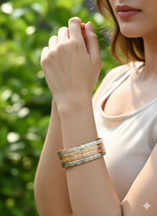 Stylish Daily Wear Gold Plated Fancy Multi-Color Bangle Set Of 4