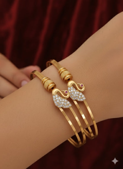 High Gold Plated Floral Ad Diamond Studded Adjustable Kadli