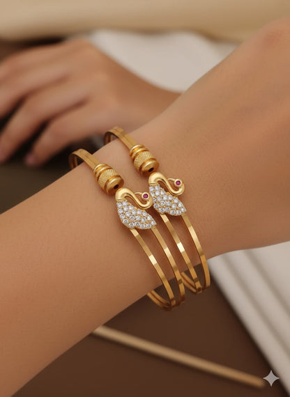 High Gold Plated Floral Ad Diamond Studded Adjustable Kadli