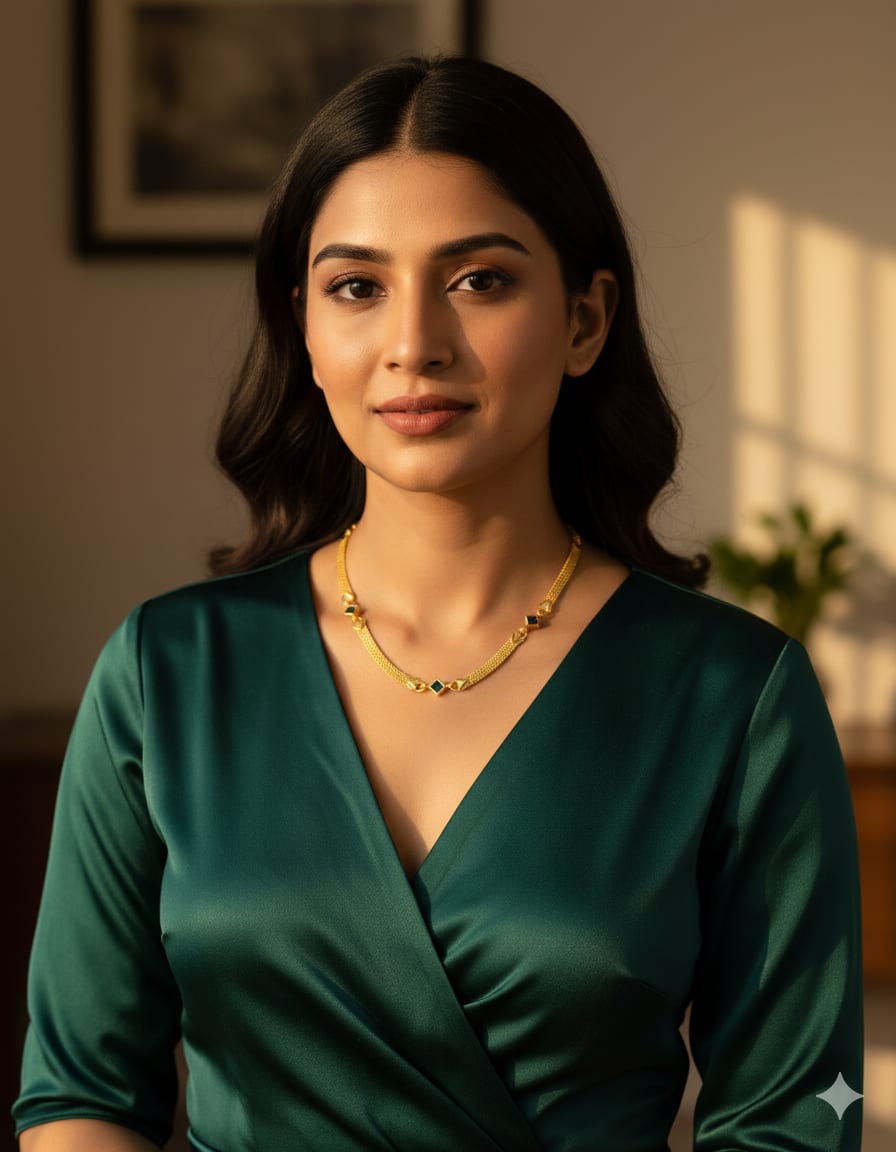 Micro Gold Plated Kemp Stone Fancy Square Chain For Women