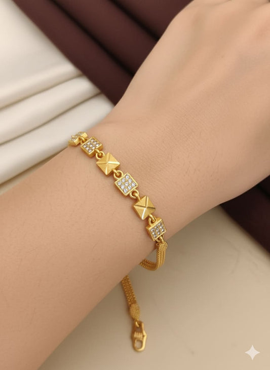 Micro Gold Plated Forming Ad Diamond Square Bracelet