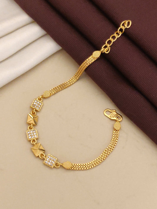 Micro Gold Plated Forming Ad Diamond Square Bracelet