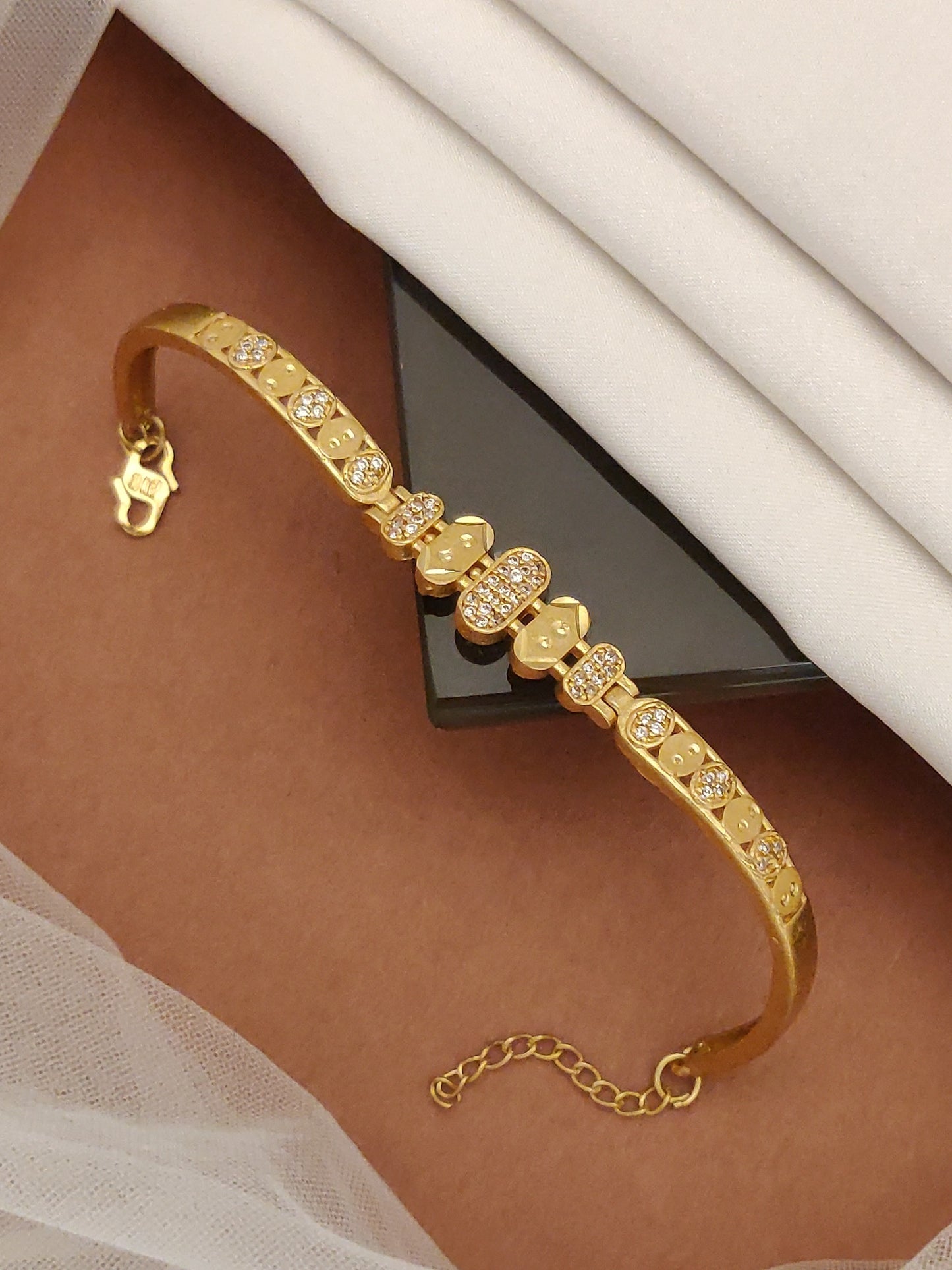 Micro Gold Plated AD Diamond Studded Fancy Designer Adjustable Bracelet