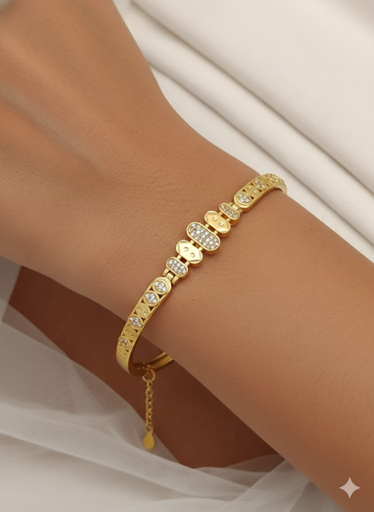 Micro Gold Plated AD Diamond Studded Fancy Designer Adjustable Bracelet