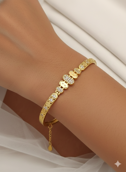 Micro Gold Plated AD Diamond Studded Fancy Designer Adjustable Bracelet